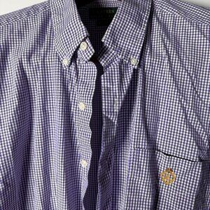 Ralph Lauren Mens Purple/White Check Short Sleeve Button Down Shirt  XXL